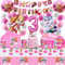 Paw Geburtstag Deko 3 jahre, Geburtstagsdeko Paw, Kinder Geburtstag Deko, Paw Deko Geburtstag, Geburtstagsdeko Mädchen, Paw Folienballon,Hund Tischdecke Geburtstag,Teller,Tortendeko,Kuchen Deko