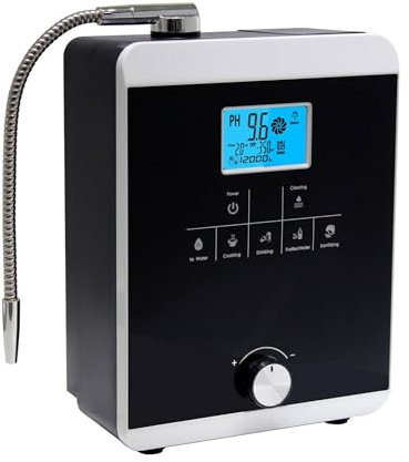 Máquina purificadora e ionizador de agua, ácido alcalino PH 3-11 / 7 configuraciones de agua hasta / - 800 mV ORP / 8000 litros por filtro/filtro de agua táctil LCD de limpieza automática (negro)