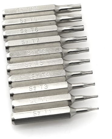 ZYAMY Präzisions-Schraubendreher-Bits (Pflaumen-Typ), 28 mm lang, Torx T1, T2, T3, T4, T5, T6, T7, T8, T9, T10, Miniatur-Kreuzschlitz-Bohrer-Set für Auto, LKW, Motor, Motorrad, Handy, 10 Stück