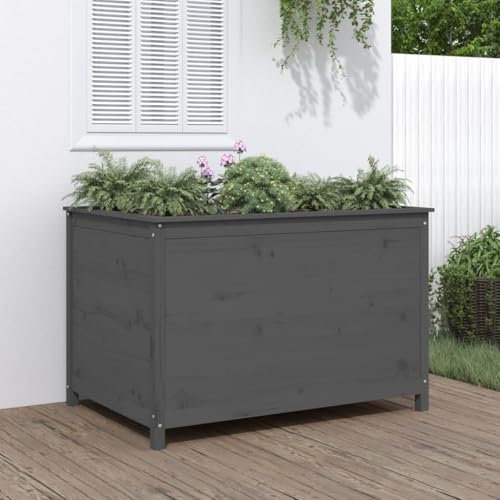 ShGaxin Hochbeet Grau 119,5x82,5x78 cm Massivholz Kiefer, Palettenrahmen, Hochteich, Gemüsebeet, Kräuterregal Balkon, Blumenbeet, Kräuterspirale, Tomatenbeet, Pflanzhochbeet - 825312