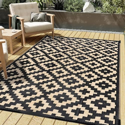 XQKXHZ Recycelter Kunststoffteppich Outdoor Teppich Wetterfest - Wasserdichter Gartenteppich 120X180cm Picknickdecken Balkonteppich Terrassenteppich Außenteppich Für Balkon Terrasse Hinterhof Strand