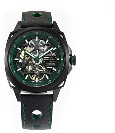 SEA-GULL Seagull 7067HK Automatikuhr, automatische mechanische Uhr, ausgehöhlte Automatikuhr, Herren, mechanisch, Business, wasserdicht, Nachtlicht, 316L Stahl, Sport-Ledergürteluhr