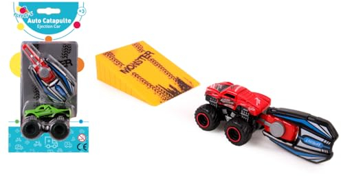 FLYPOP'S - Auto Catapulta con Rampa - Mini Veicolo - 022884 - Colori e Modelli Assortiti - Plastica - Giocattolo per Bambin - Accessori - Macchina - Salto - 6 cm - A Partire da 3 Anni