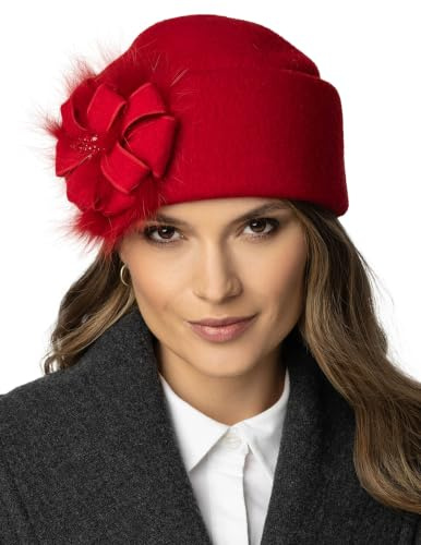VIVISENCE Damen Winter Toque Aus Schurwolle Handgefertigte Herbst Warme Mütze Antistatischen Für Frauen Ideal Für Kalte Wintertage Modell 7083