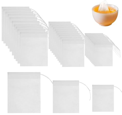 RTRTGS 300 Pezzi Filtri da Tè, Infusore per Tisane, Filtro Tea con Coulisse, Bustine da Tè Filtro Usa e Getta per Tè Sfuso, Tè Aromatizzato, Spezie, Vaniglia, Lavanda, Caffè