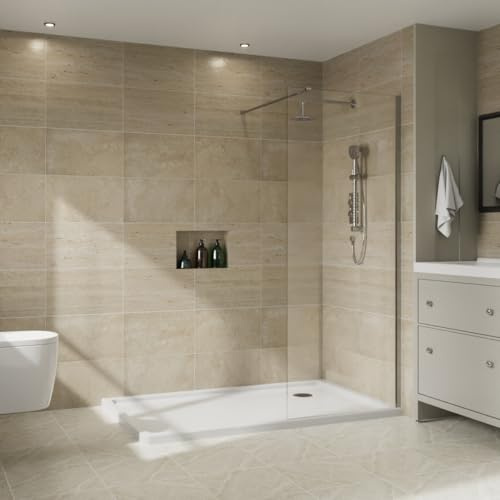 NRG 800 x 1950mm Bathroom Wet Room Screen Panel 8mm Easy Clean Glass Chrome Framed Walk in Shower Enclosure