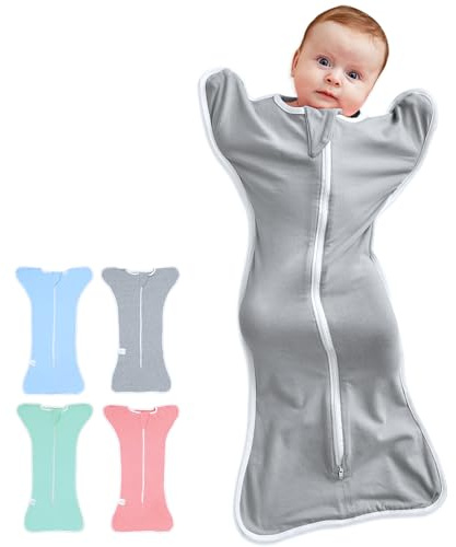 HINATAA Wickeldecken für Babys, Baumwolle, Baby-Wickeldecken, Zwei-Wege-Reißverschluss, weiche Babydecke für 0-3/3-6 Monate (Grau, 3-6 Monate)