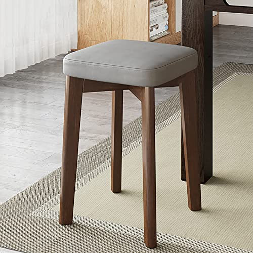 Taburetes de bar modernos de madera gris con cojín suave, apilables, para isla de cocina, juego de 2 unidades, 12 x 12 x 18 pulgadas