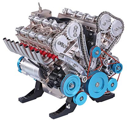 Funwetrike V8 Motor Bausätze die Läuft, 1:3 Mini Metall Mechanische Motor für Auto, 500 Teile DIY Montage Wissenschaft Experiment Kit für Erwachsene