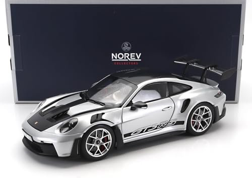 Norev Porsche 911 992 GT3 RS Coupe GT Silber Metallic mit Schwarz Neue Generation Ab 2019 Version Ab 2022 1/18 Modell Auto
