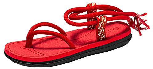Sandalias de cuerda para hombre, sandalias de correa ajustable, sandalias ligeras para caminar, sandalias de paja hechas a mano, sandalias planas retro romanas, sandalias de espiga con tiras, rosso