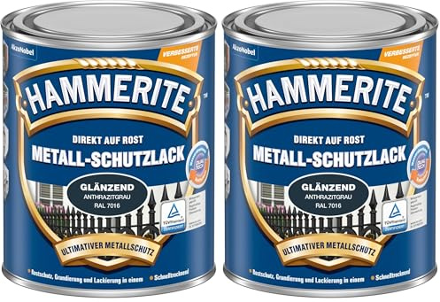 Hammerite METALLSCHUTZLACK GLAENZEND ANTHRAZITGRAU 750ML (Packung mit 2)