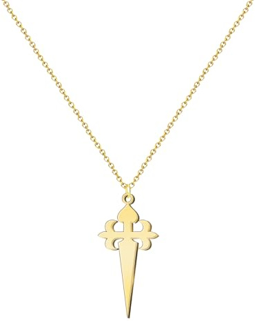 cotigo -Weltkreuze, Karawanenkreuz, lateinisches Kreuz, Halskette für Damen, Anhänger, Oma, Geschenk für Damen, Halskette Freundin, spiritueller Anhänger, Mediano, Edelstahl, Kein Edelstein