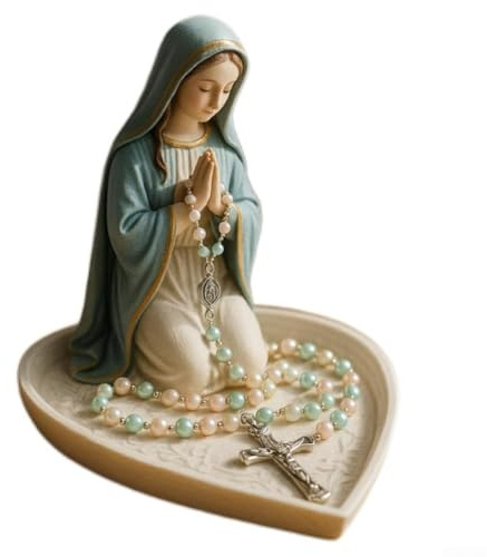 UrbanHui Eleganter Rosenkranzhalter aus Kunstharz für den Einsatz im Gebet und zur religiösen Dekoration, für die Platzierung auf Schreibtischen, Regalen oder Altären zur Unterstützung der