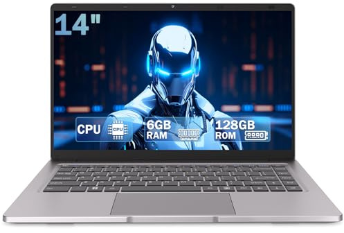 LEEDOW 14 Laptop 6GB RAM,128GB SSD Celeron N4000 Up to 2.6GHz,Fast Dual-Band WiFi,Bluetooth 5.0,USB 3.0,Mini-HDMI – Ideal for Home,Study & Office,Silent Fanless Design