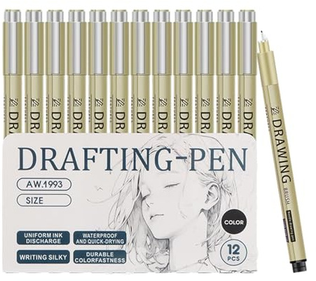 Dreuhuing Fineliner Stifte für Kunst, feine Spitze, Zeichnen, Kunststifte, wasserfest, Zeichenzubehör, Bleistift für Planer, Agenda, Kalender, Tagebuch, Notizen, Skizzieren, Schule, Manga, Schreiben