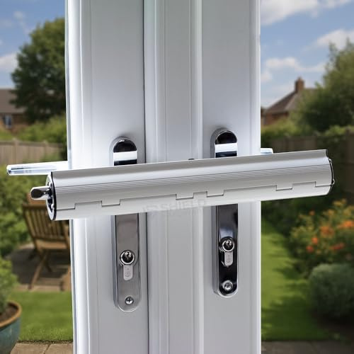 Patio Door Lock & French Door Security Lock for Double Doors | Heavy duty security with instant, tool-free fitting; no drilling. Visible deterrent for conservatory doors. 5 year guarantee.