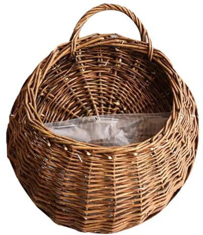 Licsaliwe Panier à Plantes Suspendu, jardinière Murale en Osier Naturel tissé, Panier Rural Respirant pour Balcon, Jardin, Cour (Grand)