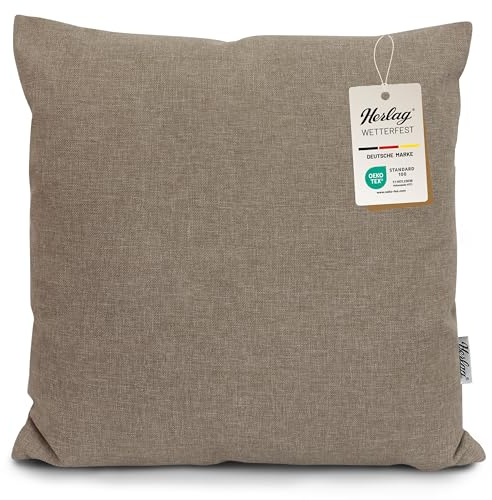 Herlag Outdoor Kissenhülle Sunny 40x40cm - wetterfest & UV-beständig - Dekokissenhülle Garten - waschbar bis 30°C - Reißverschluss - Zierkissenbezug Taupe - ohne Innenkissen