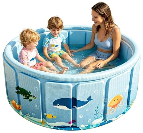 Piscine Pliable Chien Enfant Bassin Baignade sans Gonflage PVC Résistant Jardin Terrasse Extérieur Intérieur Bain Animal Famille Vacances Été Plage Portable avec Bouchon Vidange