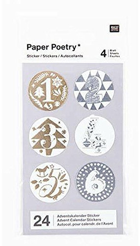 Adventskalender Sticker, gold/silber