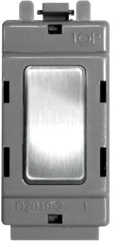 British General Nexus Grid Brushed Steel 20A 1 Module Intermediate Modular Wall Switch by BG Electrical for Living Room