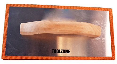 AB Tools Fine Float Sponge 280 x 140mm Orange Utility Sponge with Wooden Handle, Lightweight, Aluminium Backing Plate, Skimming, 1 Count