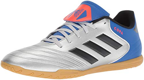 adidas Herren Copa Tango 18.4 Indoor Fussballschuh, Silber-Metallic/Schwarz/Fußballblau, 40 EU