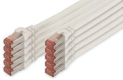 DIGITUS Câble LAN Cat 6-0,25m - 10 pièces - RJ45 Câble réseau - S/FTP Blindé - Compatible Cat 6A & Cat 7 - Blanc