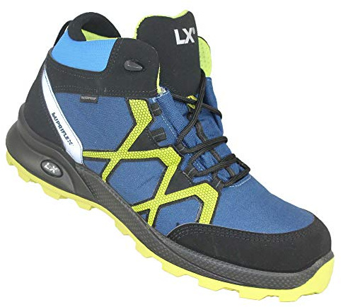 Lupriflex 1 Paar Rapid Mid Wasserdichter Mittelhoher Sicherheitsschuh, Superleicht, S3, Schuhweite 11,5 Blau/Gelb Größe 43