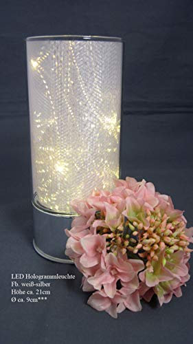Formnao 821027 Deko-Licht 20 cm aus klarem + silbernem Glas mit LED-Licht und Spezialfolie für besondere Licht-Effekte; inklusive Timerfunktion