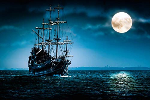 Ingooood- Jigsaw Puzzles 1000 Pieces for Adult- Fantasy Series- Moon Sailboat_IG-0521 Entertainment Wooden Puzzles Toys