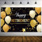 Happy Retirement Party Dekorationen, Extra Große Stoff Schwarz und Gold Happy Retirement Zeichen Banner Foto Stand Hintergrund mit Seil für Retirement Party Gefallen, 70,8 x 43,3 Zoll