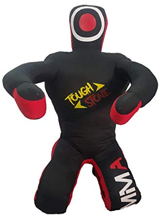 Tough Stone Grappling Dummy BJJ Wrestling MMA Schnuller Boxsack Submission MMA Brazilian Jiu Jitsu Judo Karate Wurf- und Grappling Schnuller ungefüllt (schwarzes Leinen, 150 cm)