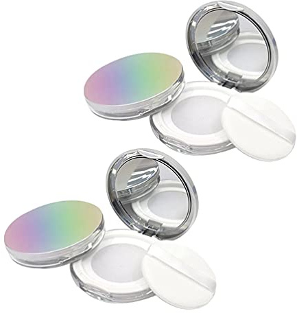 Healifty 2 x tragbare, leere Puderbehälter, 5 g, für Kosmetik, Make-up, lose Puderdose mit Puderquaste und Sieb für Zuhause und Reisen