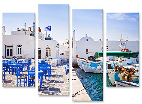 islandburner Bild auf Leinwand Typische griechische Inseln Dorf Naousa Paros Insel Kykladen Fischen Griechenland Wandbild Poster Kunstdruck Bilder