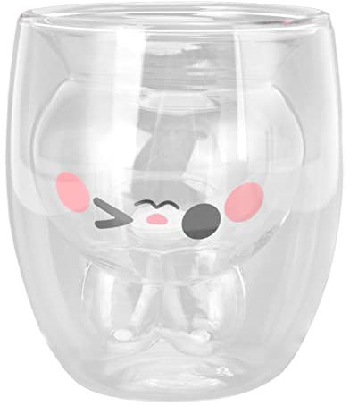 HERCHR Cute Bear Mug,300ml/10oz Rabbit Glass Double Wall Insulated Glasses Espresso Cup,Bear Cup for Women,Milk Cup Glass Coffee Mug Tea Cups for Coffee, Milk, Tea, Birthday Gifts for Kid