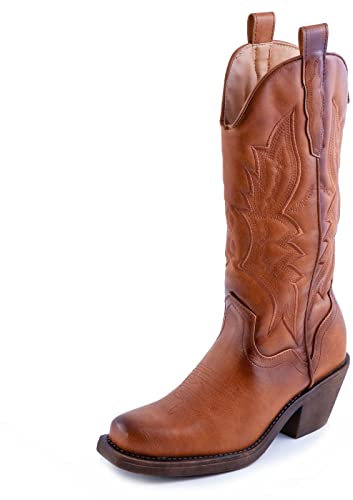 Toocool Stivali donna texani cowboy western camperos scarpe boots YG886 [38,Cuoio]