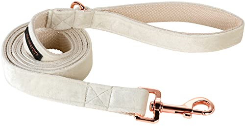 ARING PET Samt-Hundeleine und Halsband, handgefertigt, starker weißer Samt, Hochzeitsleine für kleine bis große Hunde
