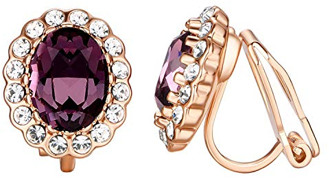 Vogem Ohrclips Gold Ohne Ohrlöcher Lila Zirkonia Kristall Ohrringe Clips Damen Nickelfrei Hochzeit Party Modeschmuck
