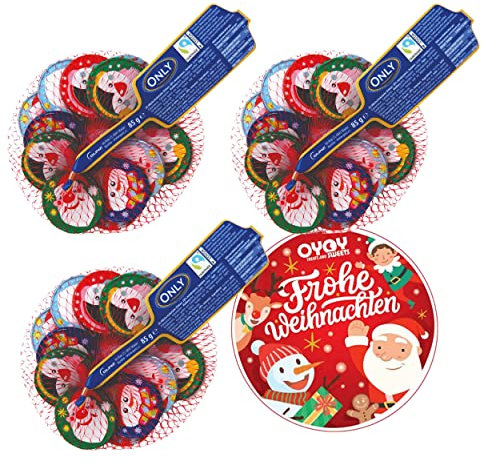 250g Schokotaler Weihnachten aus Milchschokolade I ca. 36 Stück I Fair Trade Kakao I Ideal als Weihnachtsteller und Adventskalender Füllung, für Nikolaus Geschenke
