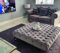 Furnishion Large Coffee Table 30Inch x 30Inch x 12Inch - Deep Buttoned Chesterfield Footstool Coffee Table In Plush Velvet (Grey Plush Velvet)