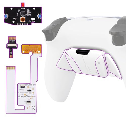 eXtremeRate RISE4 V4 Remap Kit pour ps5 Manette BDM-030/040/050/060, Coque Arrière Redessinée avec 4 Palette pour ps5 Manette BDM-030/040/050/060, Carte améliorée, Blanche Pur