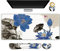 ARTSO Erweitertes Gaming Mauspad Set, Tastatur Handgelenkauflage Unterstützung Pad + Handgelenkkissen + XXL Großes Mauspad + Untersetzer, Memory Foam Schreibtischmatte, Blau Lotus Ink Painting