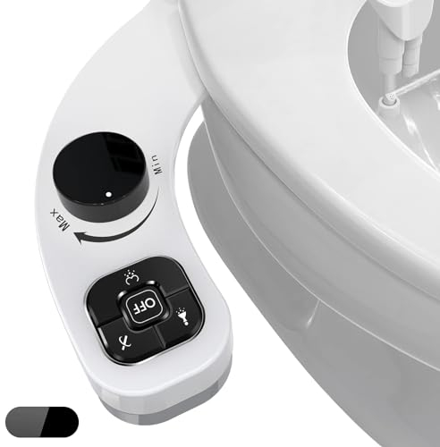 PENDEJATO Bidet Aufsatz Für Toilette, Nichtelektrisch Schlankes Druckknopf Bidet WC, Einziehbare Selbstreinigende Doppeldüsen Und Drehknopf Zur Einstellung Des Wasserdrucks (Schwarz)