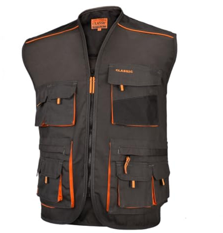 ART.MAS Multi pocket Waistcoat Mens Safety Work Vest, Polyester & Cotton Material, Extra Warm, Adjustable, Cosy Work Safety, 6 Zip Utility Phone & Gadget Pockets