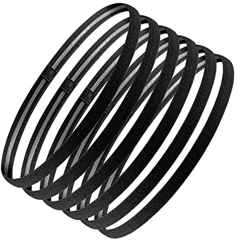 6 Pcs Bandeaux Cheveux Homme, Sport Antidérapants Fin NoirBandeau Cheveux Élastique pour Yoga Football Jogging Femmes