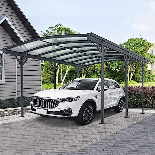 Aluminium Carport München Überdachung 5 x 3 m grau anthrazit KFZ PKW Auto Boot Hänger Fahrrad mit Aluminiumrahmen (Bogendach)