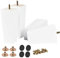 Btowin 4 inch / 10cm Solid Wood Furniture Legs, 4Pcs White Mid-Century Modern Wooden Pyramid Replacement Feet Sofa Legs with Threaded M8 Hanger Bolts &Mounting Plate &Screws for Couch Chair