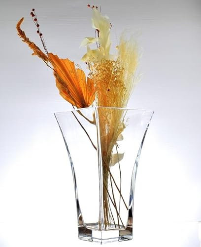 EMH Handgefertigte Blumenvase in Trompetenform, Glas, hoch, 25 cm